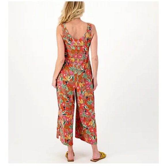 Cuddl Duds Wide Leg Flexwear V Neck Jumpsuit  Navy Blue A587647 - Picture 2 of 4